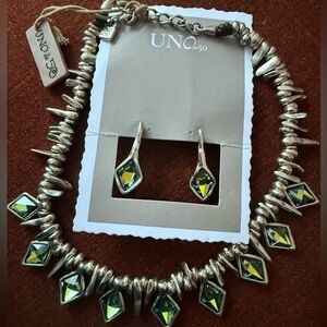 Uno de 50 Silver & Swarovski Crystal Necklace & Earring Set NWT